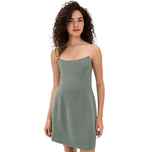SUSANA MONACO Pebble Strapless Corset Mini Dress S Sage Green / Slate